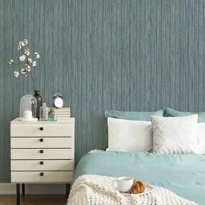 Tempaper Grasscloth Peel & Stick Wallpaper In Blue