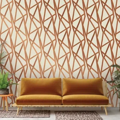 Tempaper Genenieve Gorder For  Intersections Peel And Stick Wallpaper In Urban Bronze