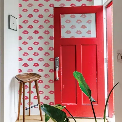 Tempaper Painted Lip Peel & Stick Wallpaper In Red