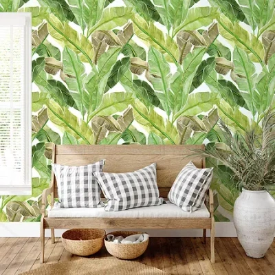 Tempaper Palm Leaves Mural Wallpaper In Green