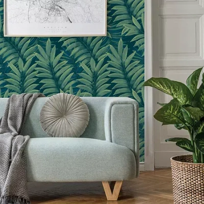 Tempaper Palm Leaves Peel & Stick Wallpaper In Green
