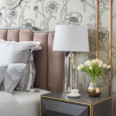 Tempaper Peonies Peel & Stick Wallpaper In White