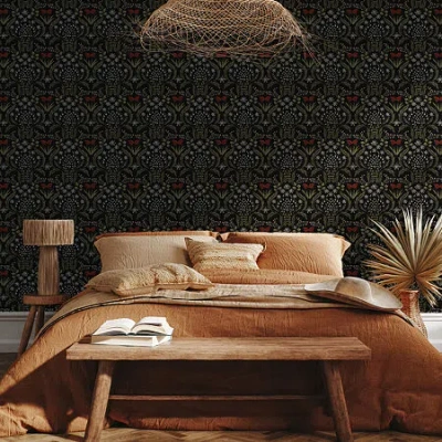 Tempaper Scandi Floral Peel & Stick Wallpaper In Black