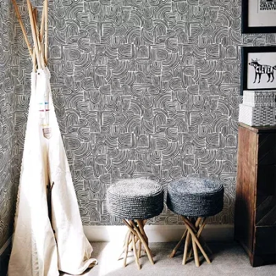 Tempaper Swell Peel & Stick Wallpaper In Black