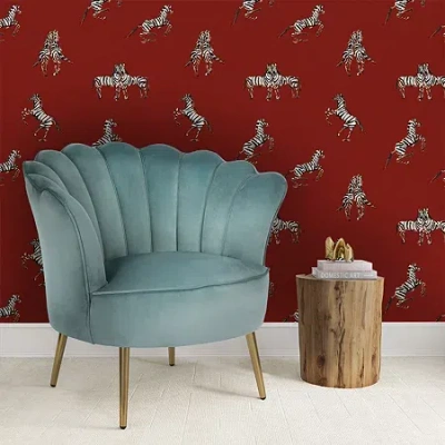 Tempaper Zebras Peel & Stick Wallpaper In Red