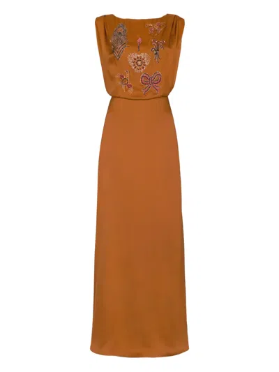 Temperley London Adalina Beaded Maxidress In Orange