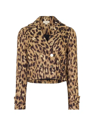 Temperley London Amara Leopard-print Cropped Jacket In Neutral