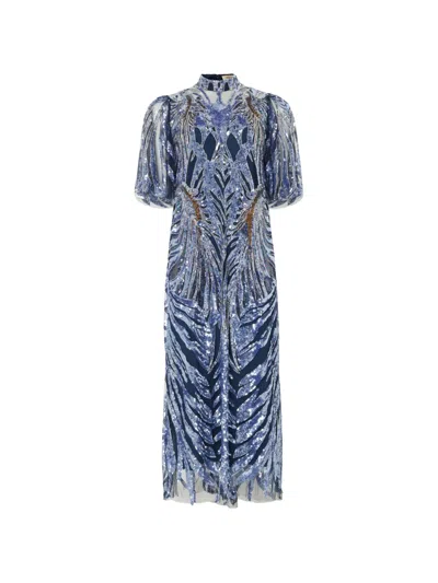 Temperley London Ambrose Sequin-embellished Midi Dress In Blue