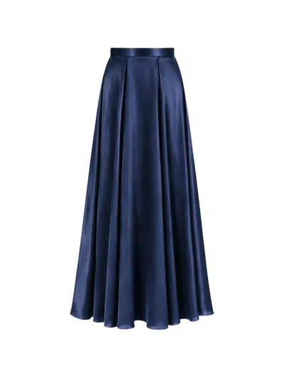 Temperley London Amerie Pleated Maxi Skirt In Blue