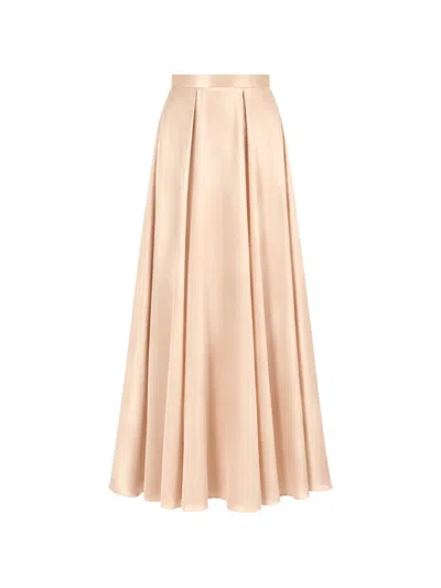 Temperley London Amerie Pleated Satin Maxi Skirt In Neutral