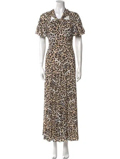 Pre-owned Temperley London Animal Print Long Dress In Neutral
