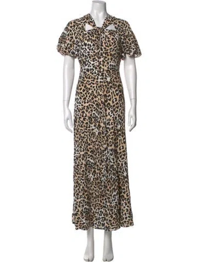 Pre-owned Temperley London Animal Print Long Dress In Neutral