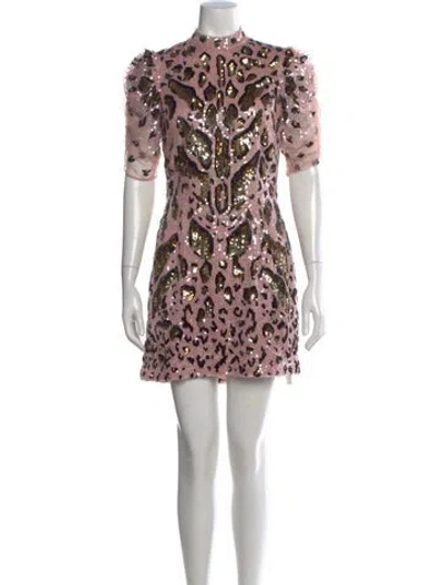 Pre-owned Temperley London Animal Print Mini Dress In Pink