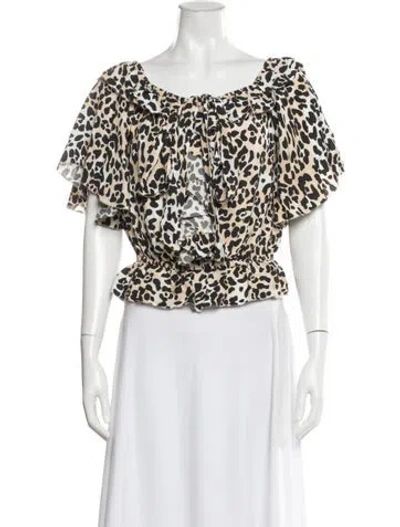 Pre-owned Temperley London Animal Print Scoop Neck Blouse In Multi