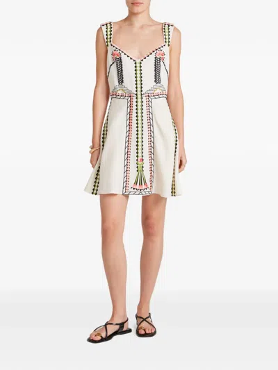 Temperley London Avalon Embroidered Linen Dress In White