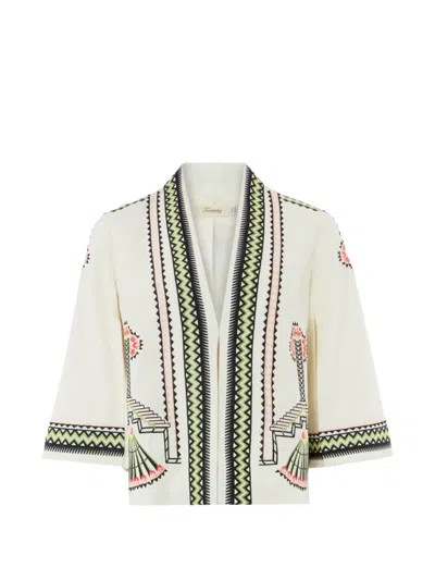 Temperley London Avalon Embroidered Linen Jacket In White