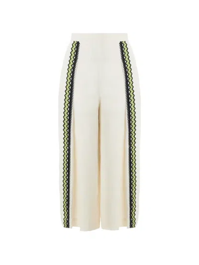 Temperley London Avalon Embroidered Linen Trousers In Blue