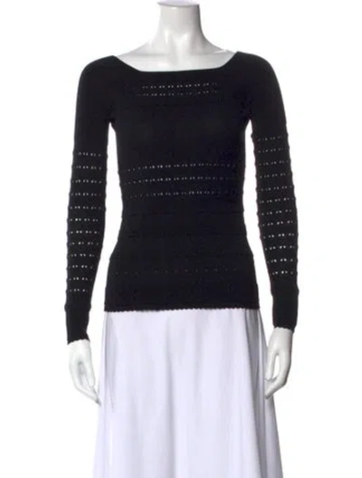 Pre-owned Temperley London Bateau Neckline Long Sleeve Top In Black