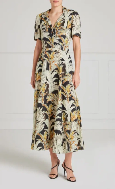 Temperley London Baxter Linen Sleeved Dress In Multi