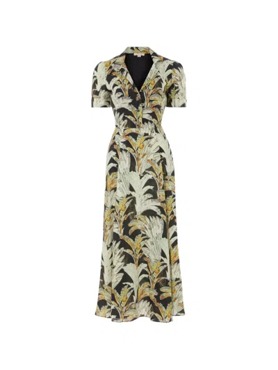 Temperley London Baxter Palm Leaf-print Dress In Brown