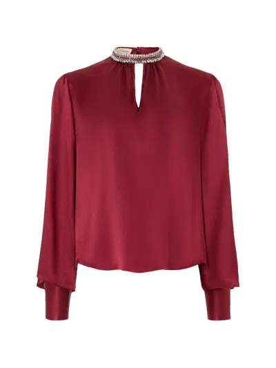 Temperley London Beatrice Crystal-embellished Silk Blouse In Red