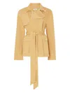 Temperley London Belted Wrap Denim Jacket In Gold