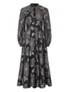 Temperley London Bridget Cocktail Floral-print Button-front Midi Dress In Black