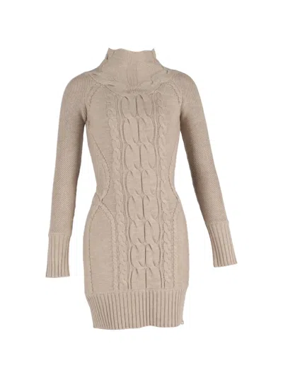 Pre-owned Temperley London Cable-knit Turtleneck Mini Dress In Neutral