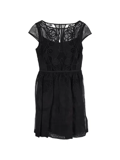Pre-owned Temperley London Cap-sleeve Lace Mini Dress In Black