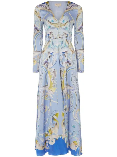 Temperley London Carline-print Coat In 蓝色