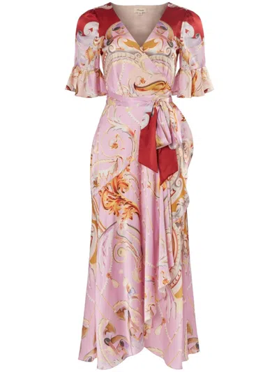Temperley London Carline-print Wrap Dress In Pink