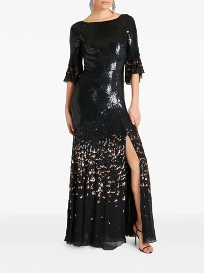 Temperley London Celestial Sequin-embellished Maxidress In Black