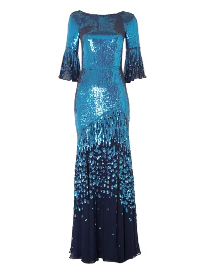 Temperley London Celestial Sequin-embellished Evening Dress In Blue