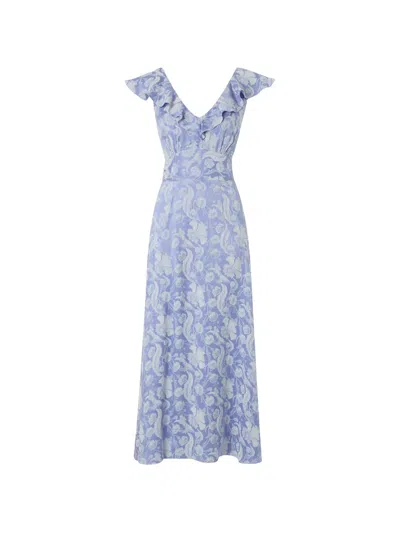 Temperley London Celine Floral-jacquard Ruffled Dress In Multi