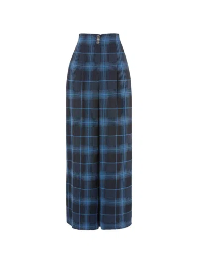 Temperley London Check Trousers In Blue