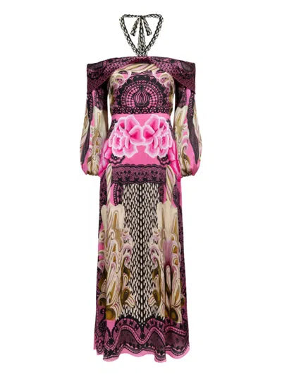 Temperley London Cici Floral-lace Halter Midi Dress In Multi