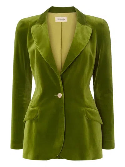 Temperley London Clove Velvet Blazer In Green
