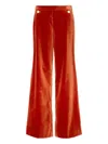 Temperley London Clove Velvet Button Flared Trousers In Orange