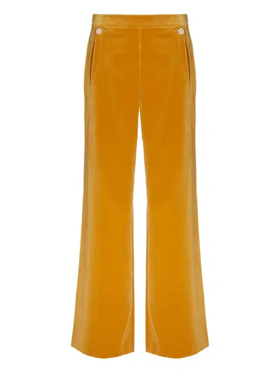 Temperley London Clove Velvet Flared Trousers In Yellow
