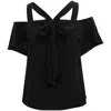 Temperley London Cold Shoulder Top In Black Silk In Black
