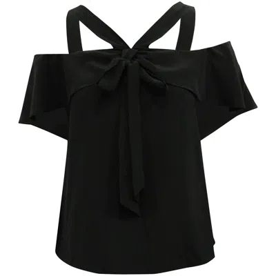 Temperley London Cold Shoulder Top In Black Silk