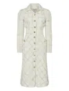 Temperley London Colonel Check-pattern Button-front Midi Dress In White