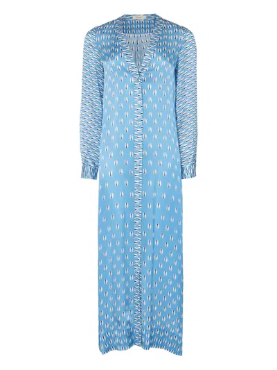 Temperley London Cowrie Print Silk Coat In Blue