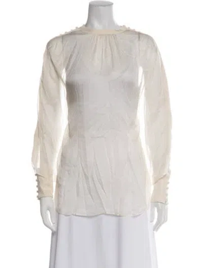 Pre-owned Temperley London Crew Neck Long Sleeve Blouse In Neutrals