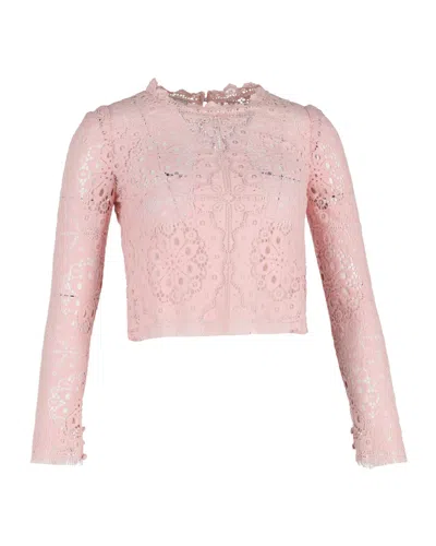 Temperley London Cropped Top In Pink Cotton Lace