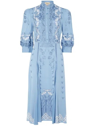 Temperley London Daphne Midi Dress In Blue