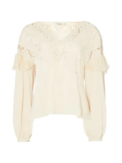 Temperley London Daphne Ruffled Embroidered Blouse In Neutral