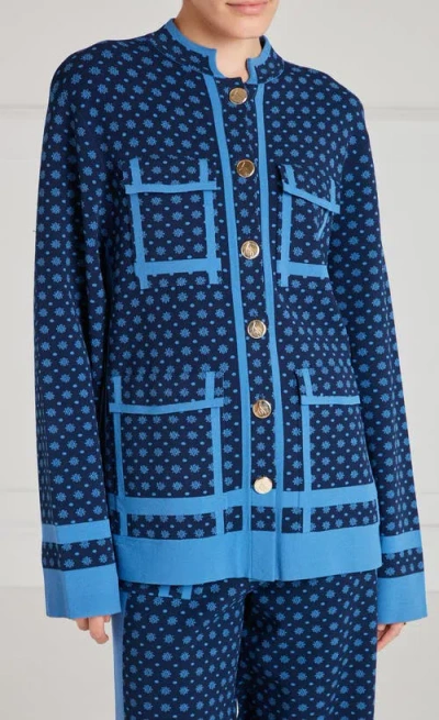 Temperley London Ditzie Knit Jacket In Blue