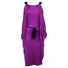 Temperley London Draped Tassel Belt Midi Off-shoulder Dress In Violet Viscose In Purple