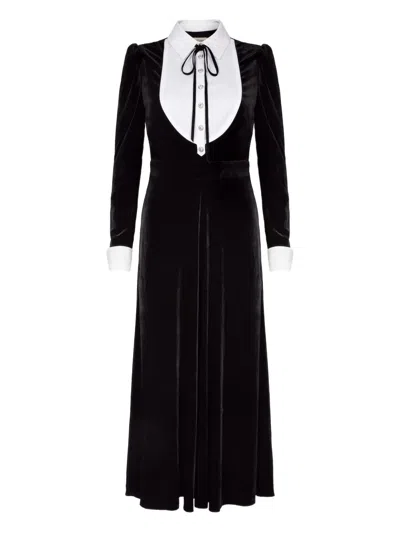 Temperley London Eliana Velvet Midi Dress In Black